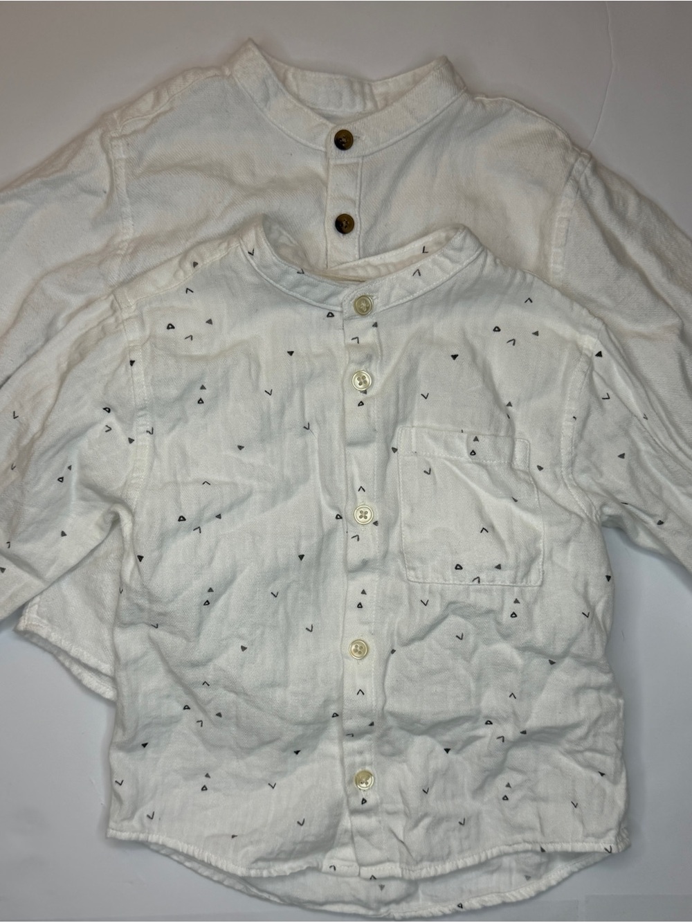 Zara 12-18 months white button down long sleeve shirts 100% cotton lot of 2